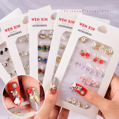 China Easy Apply 6 Grids Combine Flat Mixed Nail Art Decorations Diamond Nail Art Decals Crystal Nail Decals Styles for sale