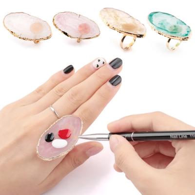 China Easy Apply Palette Japanese Ring Agate Paint Palette Adjustable Art Resin Palette Nail 4 Colors Nail Holder for sale