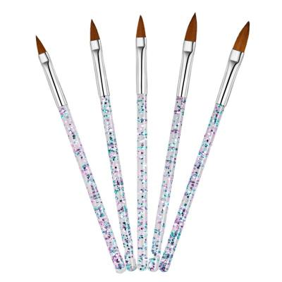 China Hot Sale Eco-friendly 5PCS Nail Art Painting Pens Acrylic Carved Pen Glitter Handle Nail Extension Brush Set for sale