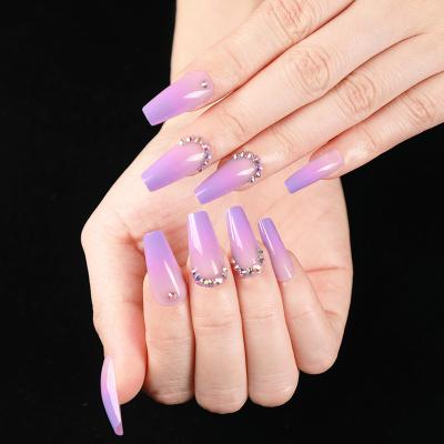 China Eco-Friendly INS Full Coverage Hot Press On Nails Private Label Coffin Fale Nails Along for sale