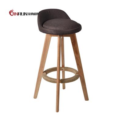 China Popular Null Fabric Bar Chair With Wooden Round Legs for sale