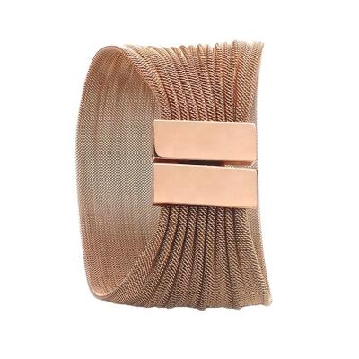 China New Arrival Punk Women's Wide Rose Gold Plated Stainless Steel Mesh Bracelet & Bangle Mesh Jewelry Bracelet For Men for sale