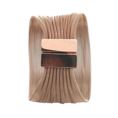 China High Quality Stainless Steel Mesh Cuff Bracelet Bangle Mesh Bracelet Rose Gold Plated Hot Selling Punk Wide Wire Women's Bracelet for sale