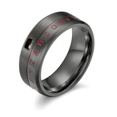 China Rotating Numeral Ring Trendy Fashion Fashion Cipher Ring Black Plated 8mm Wide Arabic Jewelry High Quality Rings For Men for sale