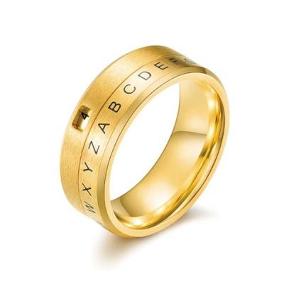 China Rotating Number Ring Fashion Stainless Steel Rotating Number English Letter Rings With Calendar Digital Personalized Men Ring Wholesale for sale