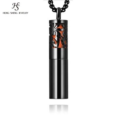 China FASHIONABLE High Quality Aroma Therapy Aroma Essential Oil Cavity Stainless Steel Pendant Necklace Jewelry For Men for sale