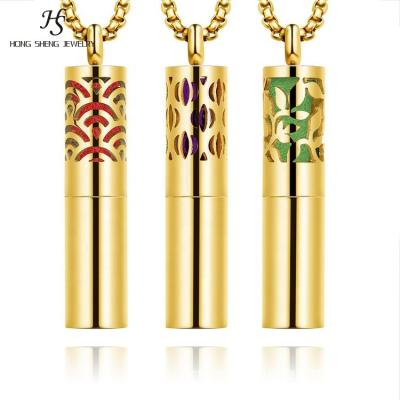 China FASHIONABLE Custom Designs 316L Stainless Steel Essential Oil Diffuser Necklace Fashion Oil Bottle Pendant Necklace For Man Women for sale