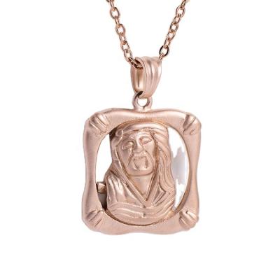 China Stainless Steel Necklace Religious Jewelry Jesus Face Image Pendant Chain Fashion Jewelry Tops HS Clear for sale