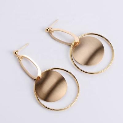 China HS romantic jewelry drawing style surface earrings circles unique jewelry dangle earrings for sale