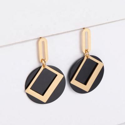 China Wholesale Romantic Women Long Tassel Fashion Jewelry HS Stainless Steel Geometric Stud Earrings for sale