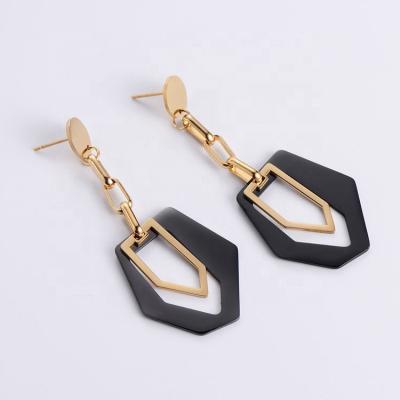 China HS Romantic Jewelry Korean Square Triangle Drop Earring Set 2020 Stainless Steel Dangle Earrings Set For Women for sale