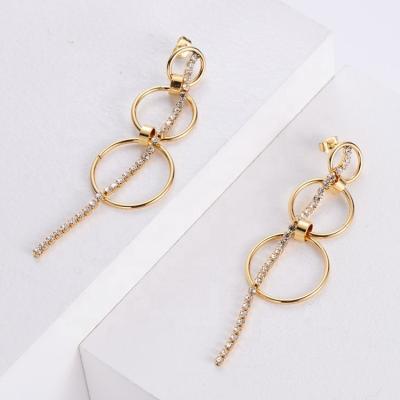 China Wholesale New Fashion Jewelry Gifts Gold Long Section Tassel Romantic Simple Punk Silvery HS Dangle Earrings For Ladies for sale