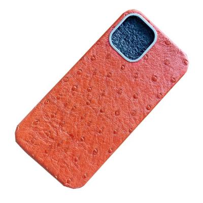 China Anti-fall New Style High Quality Real Ostrich Skin Leather Case Cover For iphone 11 12 13 pro max for sale