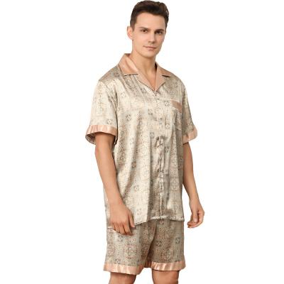 China Piyamas 2020 Pijama De Seda QUICK DRY Men's 2 Piece Set Matching Pajamas Set Silk Satin Couples Pajamas Set Men's Sleepwear Men's Clothing for sale