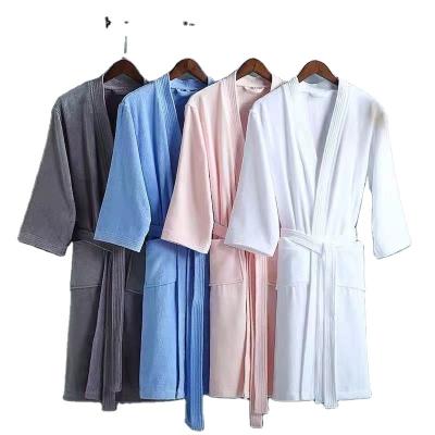 China QUICK DRY Custom Embroidered Soft Velvet Bathrobe Shawl Collar Plain Basic Drops Unisex 100% White Bathrobe For Hotel And Spa for sale