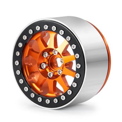 China Orange Metal Durable 2.2 Inch Wheel Hub Beadlock Wheel Aluminum Rim For 1/10 Axial Appearance 90048 RR10 RC Crawler Car for sale