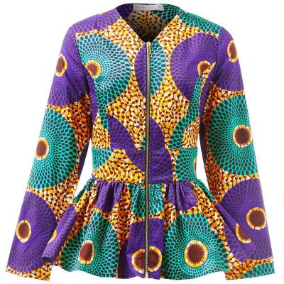 China Cotton Hi-Quality Hot Sale Fashion Ankara Printed Long Sleeve Lady Casual Tops African Women Fashion Shirt for sale