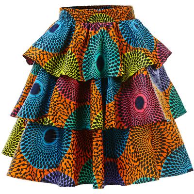 China Hot Selling African Design Ladies Knee Length Polyester Skirt for sale