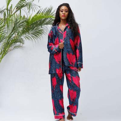 China Two Piece Nightgowns Logo Cotton Pajamas Set Printing Polyester Sleepwear Women Nightgowns For Women Designers for sale