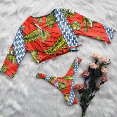 China Polyester Two Piece Suit Fashionable Hot Selling African Swimsuit Style for sale