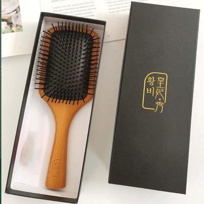 China Waterproof OEM Bubble Natural Beech Wood Nylon Bristle Brush Hair Care Smoothing Air Cushion Massage Extension Hair Comb Brush Box Set for sale