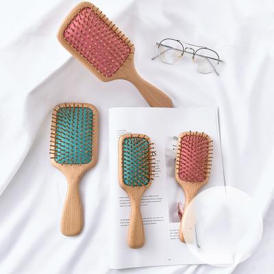 China Waterproof Eco-friendly Biodegradable Health Care Tool Wide Scalp Products Wooden Tooth Beech Silicon Cushion Massage Comb Natural Hair Brush for sale