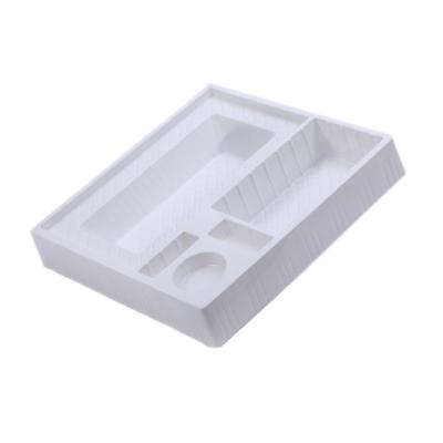 China Biodegradable Cheap Custom Size Plastic Packaging Disposable Cosmetic Tray Blister White Box for sale