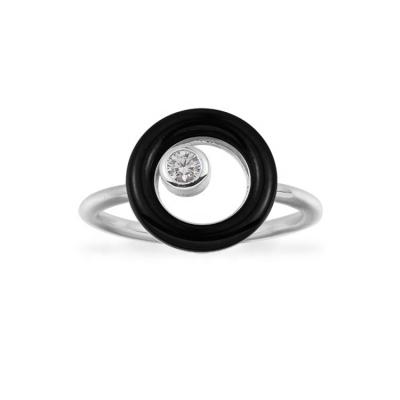 China Factory Direct Sale Exquisite Fancy Solid Simple Casual/Sporty 925 Sterling Silver Rings 16/5000 Jewelry Oxidizing Textured Ceramic Ring for sale