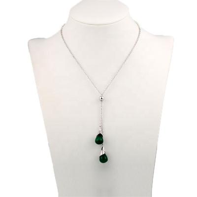 China Manufacturer Pendant Supplier Classic Green Cat Eye 925 Sterling Silver Necklace Jewelry for sale