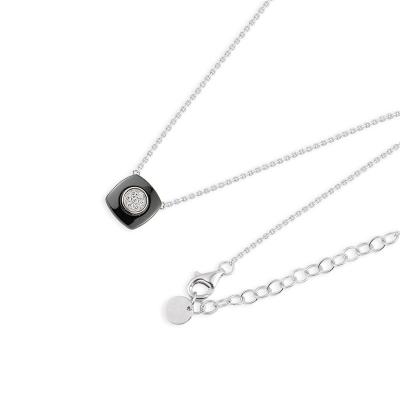 China High Quality Cute Office/Black Career Place Small Ceramic White CZ Inside 925 Sterling Silver Jewelry Pendant Necklace For Ladies for sale