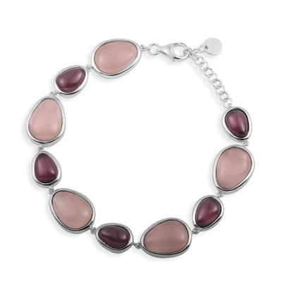 China Good Quality 925 Sterling Silver Jewelry Rose Quartz Luminous Bracelet for sale