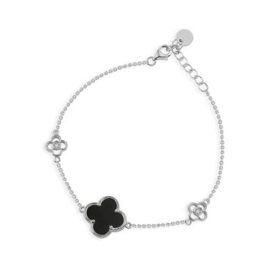 China Hot Selling Black Clover Environmentally Friendly 925 Sterling Silver Ceramic 4 Leaf Designer Women's Bracelet for sale