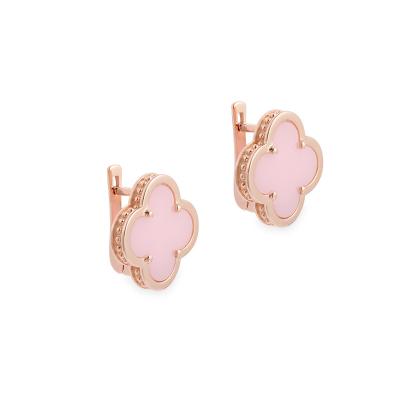 China Durable Fashionable Pink Clover Design Feel 925 Sterling Silver Daily Wear Stud Earrings for sale