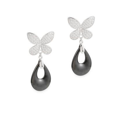 China New Design 925 Sterling Silver Durable Butterfly Fashion Circle Dangle Earring for sale