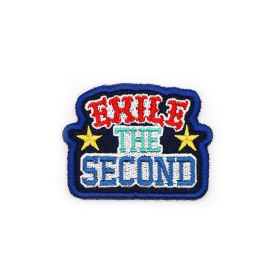 China Iron On Patches Factory Direct Sales Personalize Custom Polyester Yarn Dot Border White Velcro Patches for sale