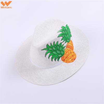 China Wide Brim Straw Hat Graffiti Style Summer Fedora Beach Sun Hat Explosion Striped Hot Women Wefans Hat for sale