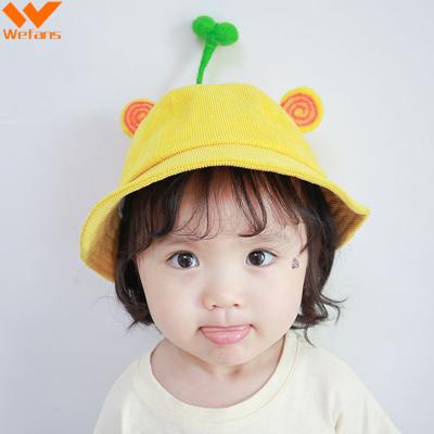 China Good Quality Striped Bucket Hat Wefans Corduroy Bean Sprout Bucket Hat Rabbit Ears Cute Thick Warm Baby Kids Hat for sale