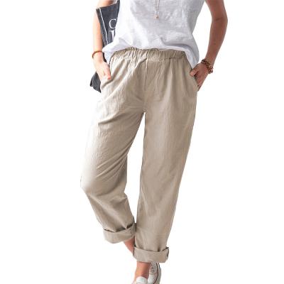 China 2021 New Color Summer Amazon Wefans Wish Anti-Wrinkle Pants Women's Sheer Casual Elastic Waist High Waist Casual Women's Straight Pants for sale