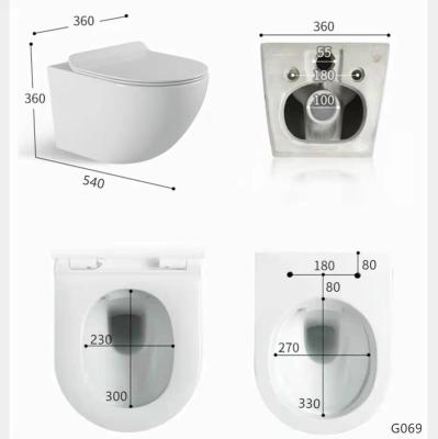 China Double-Flow Round Shape Luxury White Ceramic Floating Toilet WC Bathroom Wall Mounted Toilet Wall Hung Toilet for sale