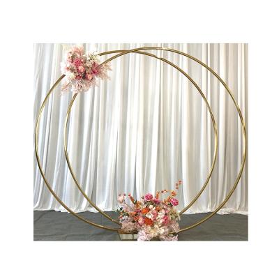 China Wedding Events Decoration Flower Metal Arch Stand Double Round Metal Wedding Arch Backdrop for sale