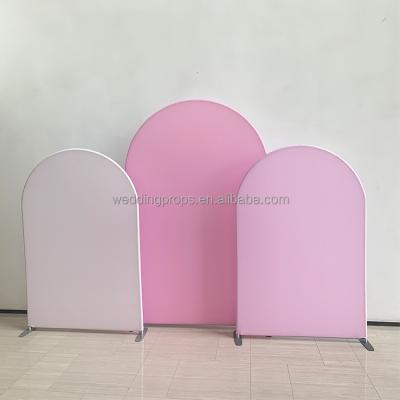 China Aluminum Party Arch Frame Rack Rack Fabric Round Display Backdrop Wall Wedding Arch Backdrop Rack for sale