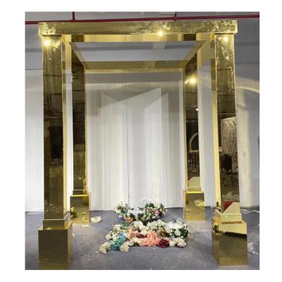 China White Acrylic Wedding Stage Backdrop Gold Column Pedestal Box Stand BELVEDERE For Sale for sale