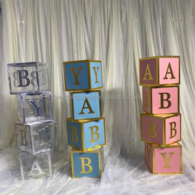 China Europe 4 Pieces Letter Acrylic Block BABY Clear Balloon Box Balloon For Baby Shower Party for sale