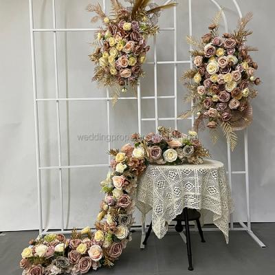 China New Europe Autumn Artificial Flower Wall Floral Runner Panel for Table Wedding Decoration for sale