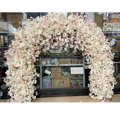 China Metal frame+artificial flowers artificial flower arch cherry blossom drop panel wedding passway centerpieces wedding aisle decor aisle runner for stage for sale