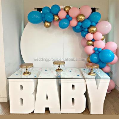 China Wedding Letter Love Acrylic Outdoor Table High Quality White / Gold Custom Table for sale