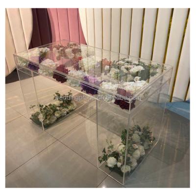 China Clear Acrylic Square Cake Table Ghost Table Wedding PARTY/BANQUET/WEDDING Wedding Supply for sale