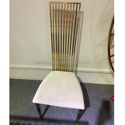 China Wholesale Price Modern Gold Plated Modern High Back Stainless Steel Wedding Chairs for sale