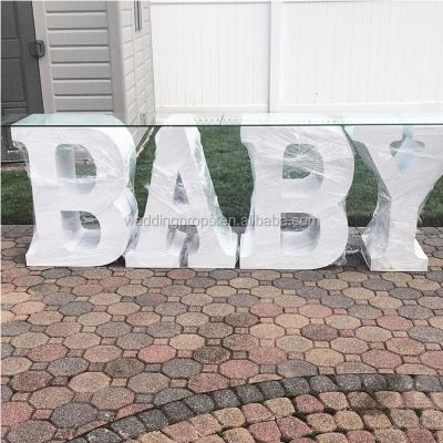 China Led Party Wedding Table Rectangle White Acrylic Baby Letter Table for sale