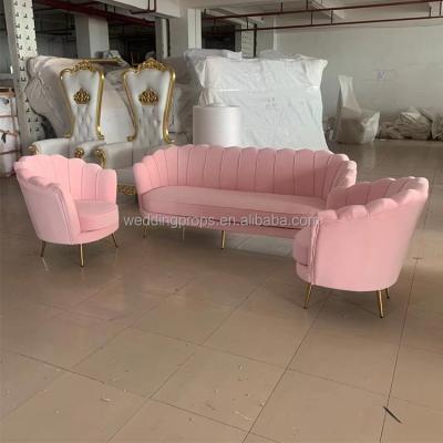 China Decoration Velvet Furniture (New Design Others) Comfortable Pink Wedding Sofa 2021 Adjustable for sale